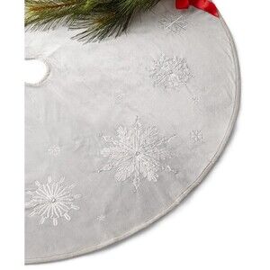 Holiday Lane 48" Silver Crystal Snowflake Christmas Tree Skirt – Elegant Holiday